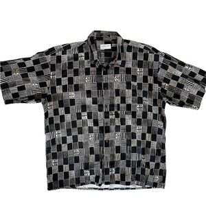 Tuttle Golf Collection Vintage Tiki mod Black geo Hawaiian Shirt Rare-XL